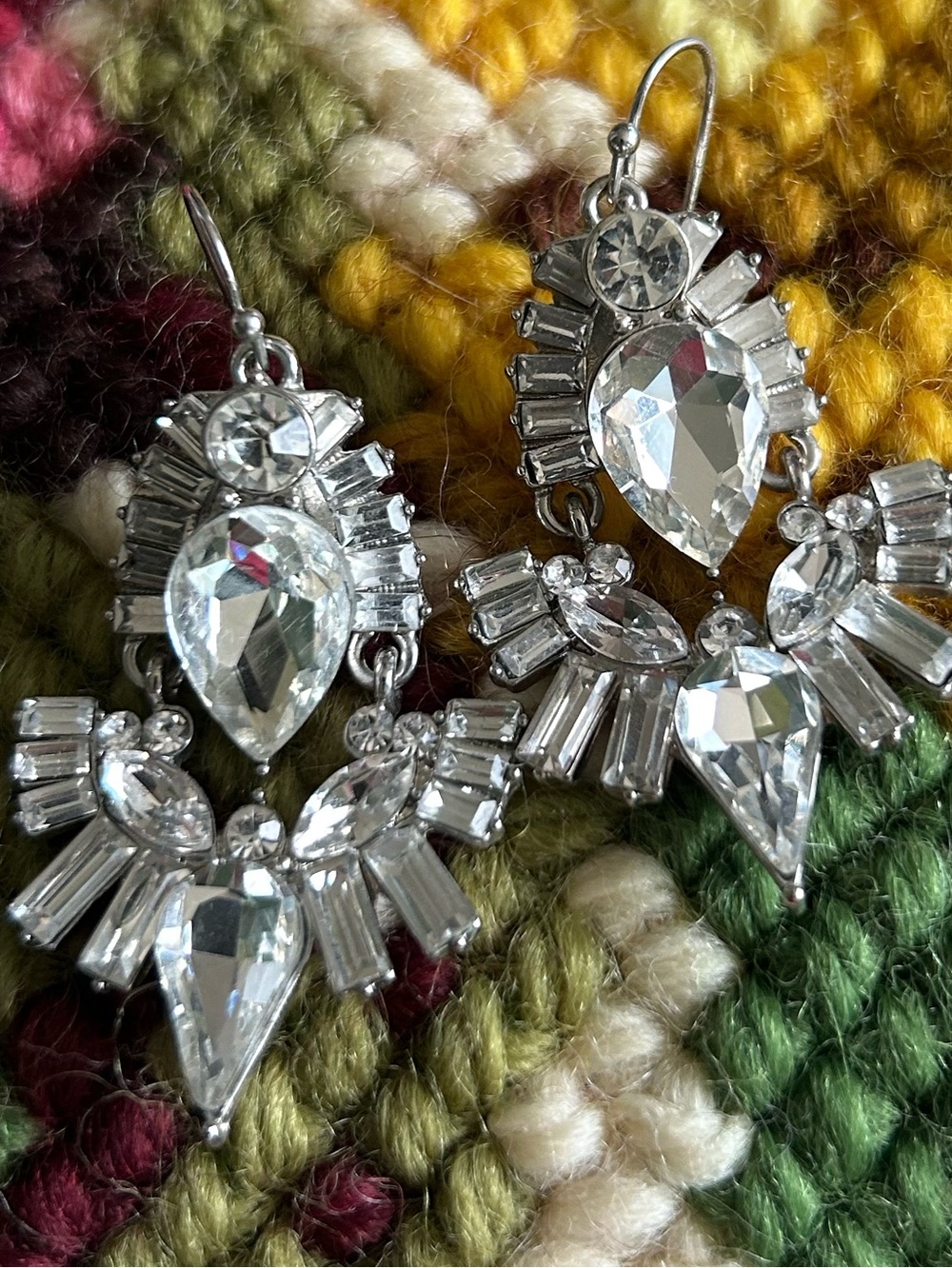INC International Concepts Silver Crystal Teardrop Earrings